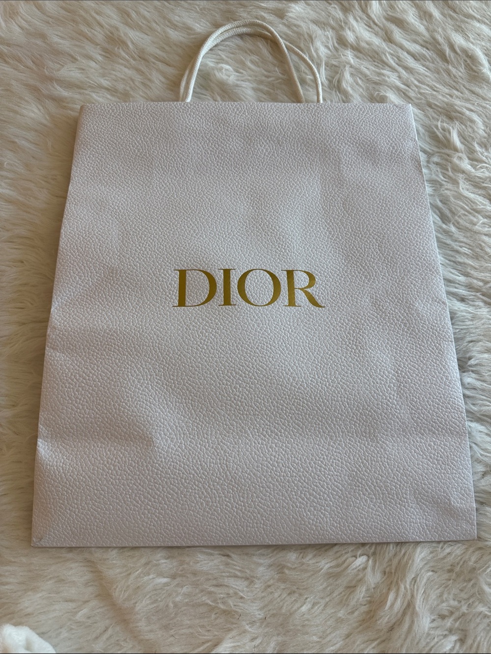 Dior White Shopping Tote with Gold Logo